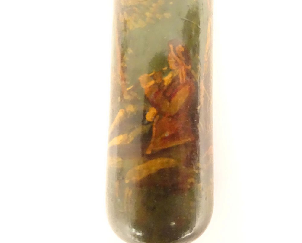 Sweet Bill Box Message Lacquered Wood Characters Gallant Scene 19th Century-photo-3