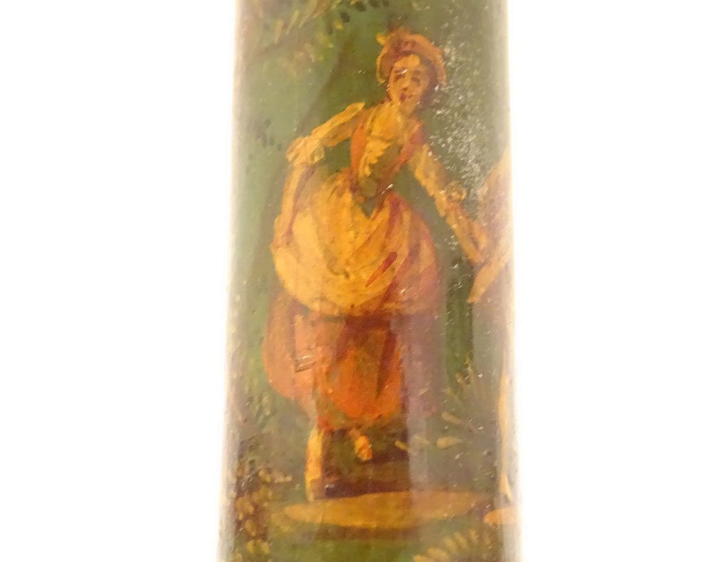 Sweet Bill Box Message Lacquered Wood Characters Gallant Scene 19th Century-photo-4
