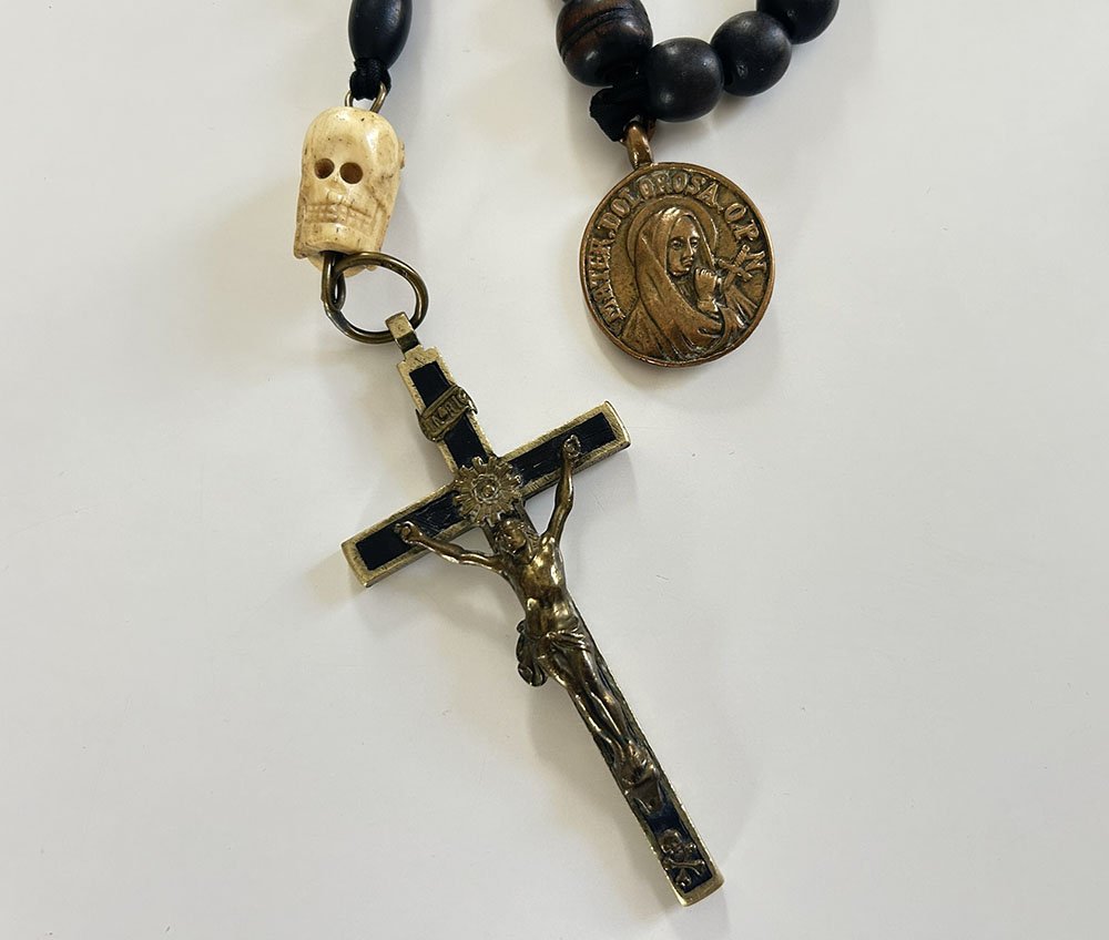Rosary Christ Cross Crucifix Ebony Saint-vincent Paul 19th Century-photo-4