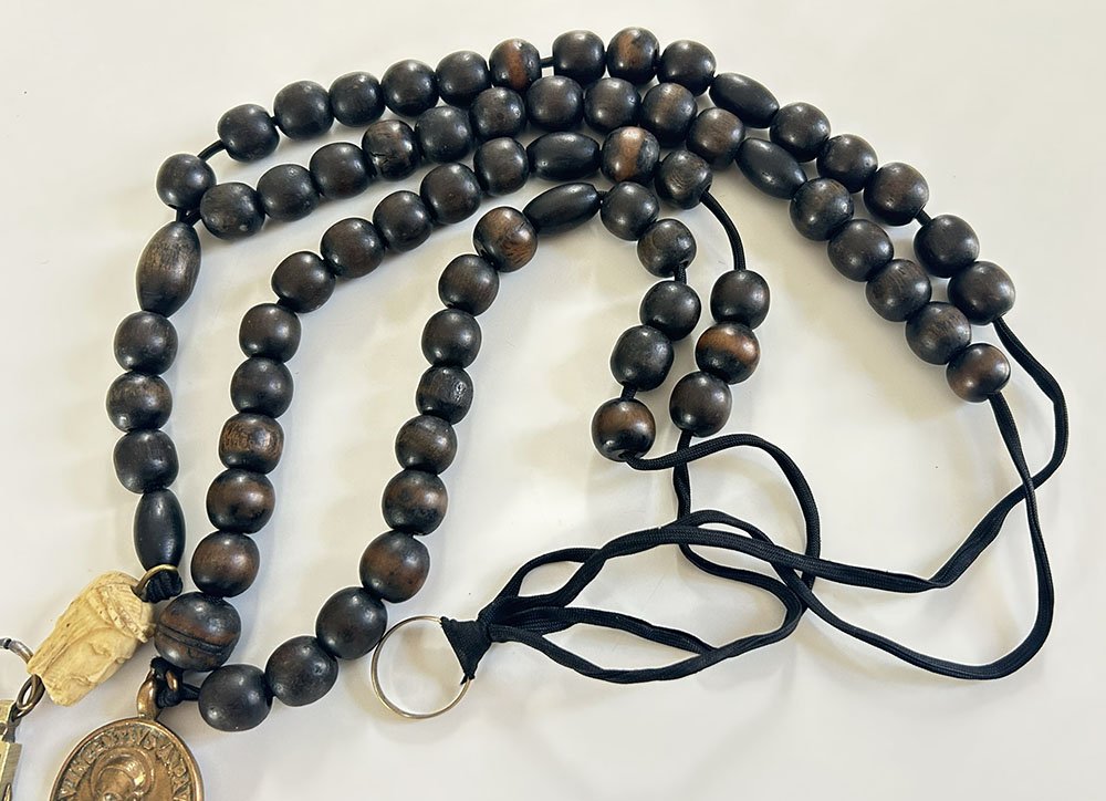 Rosary Christ Cross Crucifix Ebony Saint-vincent Paul 19th Century-photo-2