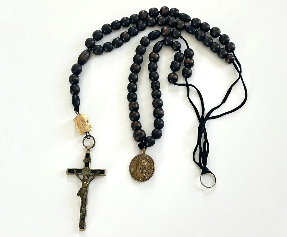 Rosary Christ Cross Crucifix Ebony Saint-vincent Paul 19th Century