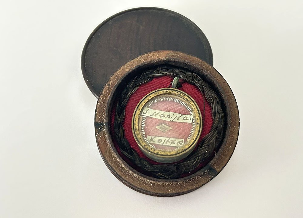 Reliquary Saint Stanislas Kostka Round Medallion Wooden Box 19th Century