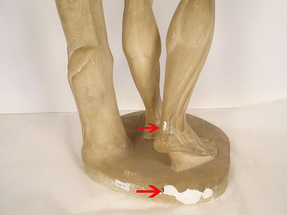 Grande sculpture plâtre atelier écorché Houdon homme nu anatomie XIXème-photo-7