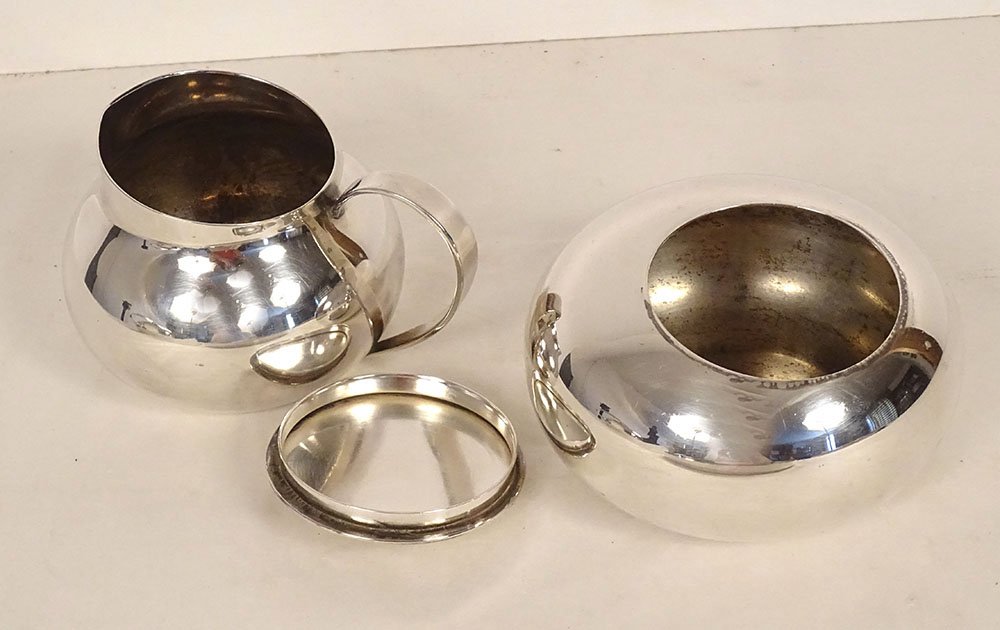 Service thé 4PC métal argenté Lino Sabattini Christofle France Gallia XXè-photo-4