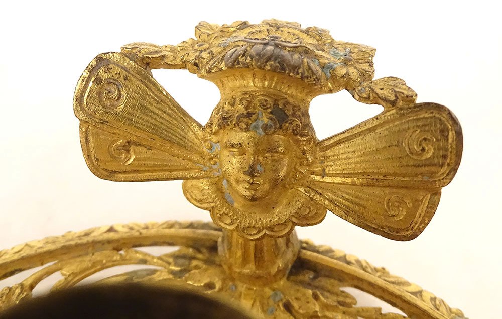 Handheld Empire-style Candlestick, Gilded Bronze With Mother-of-pearl Inlay, By Claude Galle, Psyche And Putti, 19th Century-photo-4