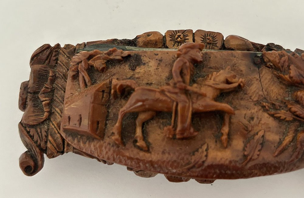 Tabatière corozo chasseur cavalier fusil cheval marin bagnard XIXème siècle-photo-4