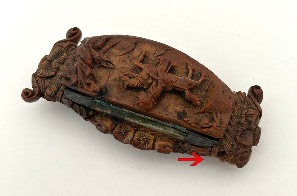 Tabatière corozo chasseur cavalier fusil cheval marin bagnard XIXème siècle-photo-2