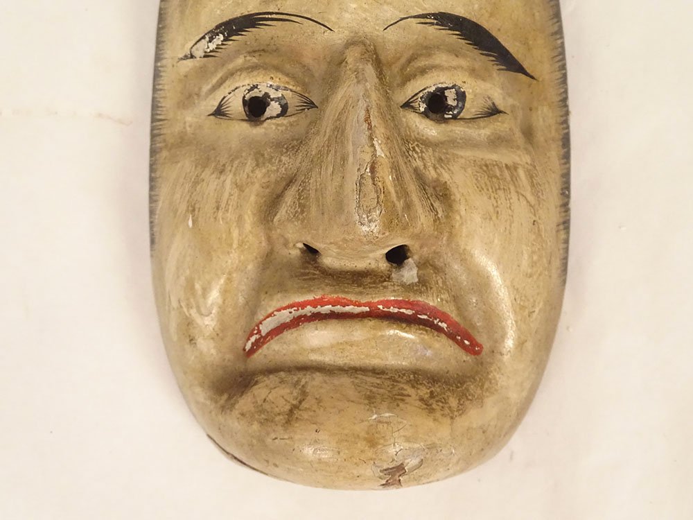 Masque nô théâtre bois polychrome homme démon Gigaku Obeshimi Japon XIXème-photo-4