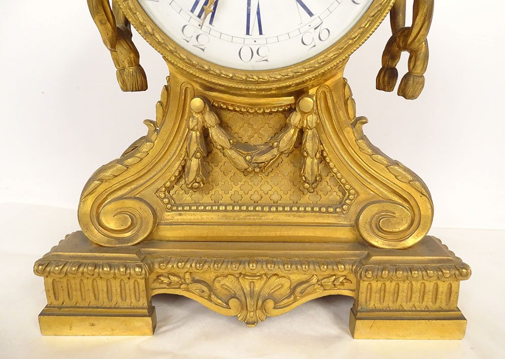 Louis XVI-style Gilded Bronze Clock With Lion-muzzle Cups By Gorini, Napoleon III Period, 19th Century-photo-4