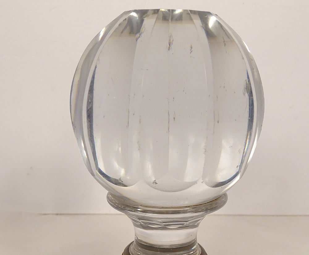 Boule d'escalier cristal taillé Baccarat laiton doré décoration XIXè siècle-photo-2