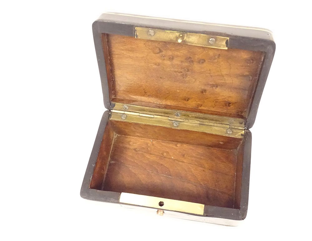 Petite boîte coffret bois noirci laiton doré Napoléon III XIXème siècle-photo-1