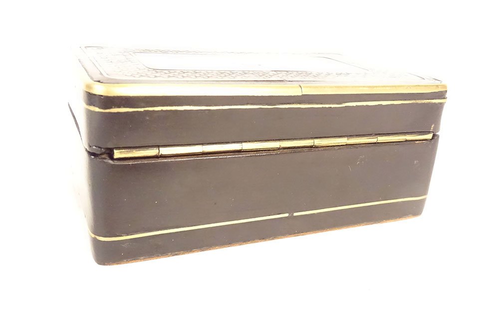 Petite boîte coffret bois noirci laiton doré Napoléon III XIXème siècle-photo-3