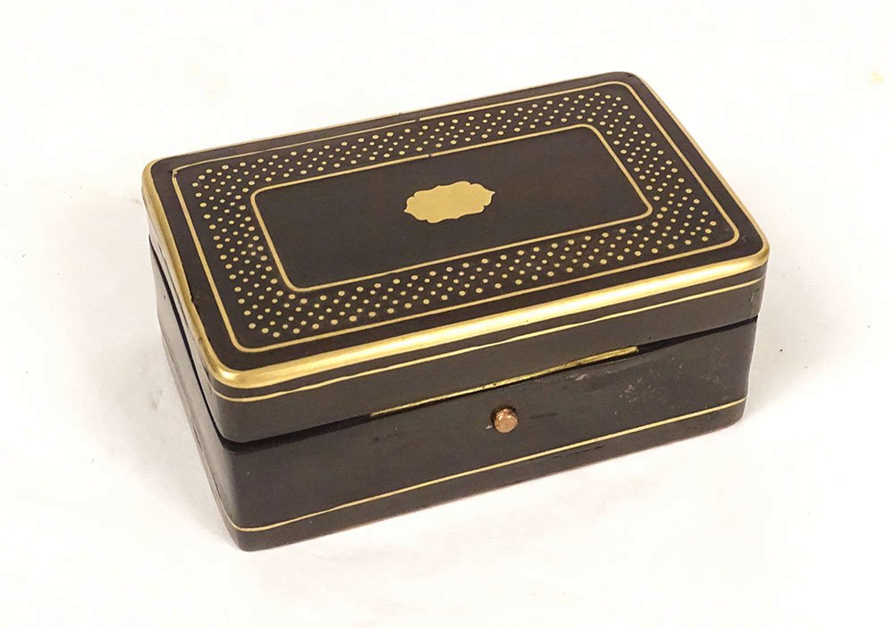 Petite boîte coffret bois noirci laiton doré Napoléon III XIXème siècle