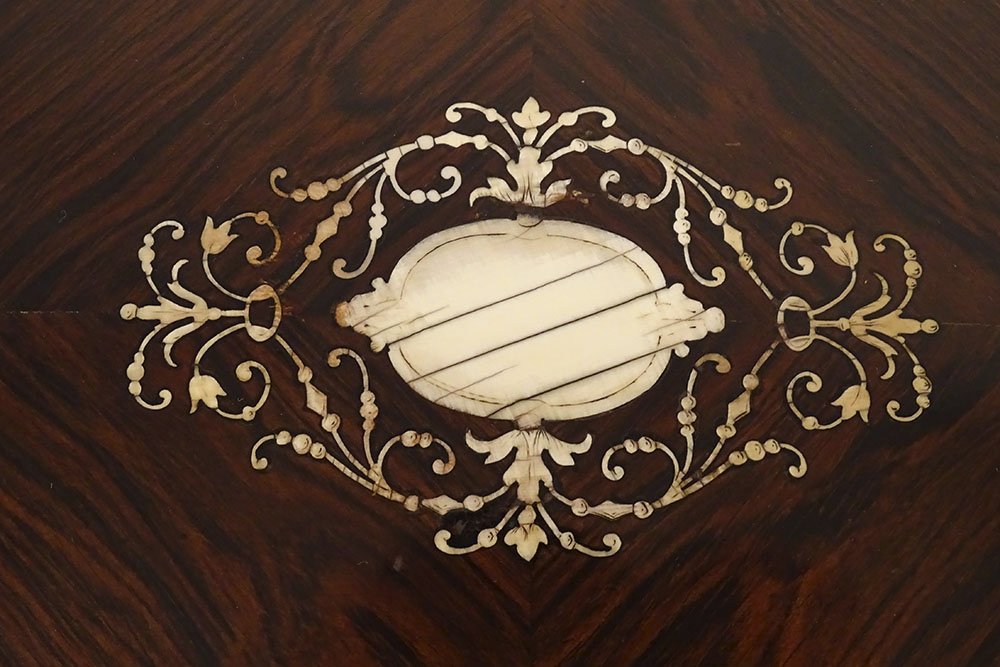 Coffret à bijoux palissandre marqueterie fleurs Napoléon III XIXème siècle-photo-4