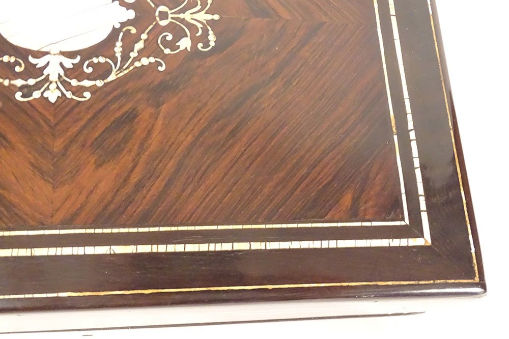 Coffret à bijoux palissandre marqueterie fleurs Napoléon III XIXème siècle-photo-1