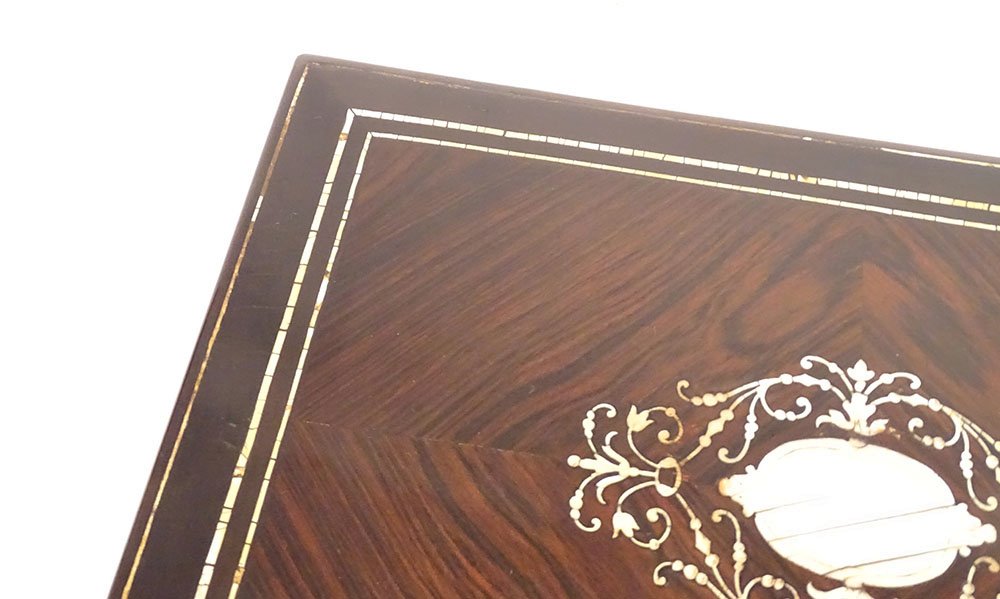 Coffret à bijoux palissandre marqueterie fleurs Napoléon III XIXème siècle-photo-2