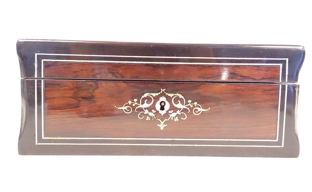 Coffret à bijoux palissandre marqueterie fleurs Napoléon III XIXème siècle-photo-3