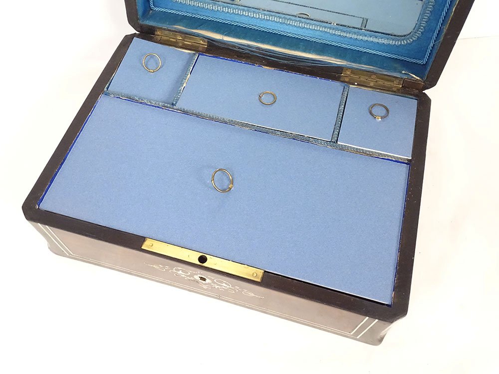 Coffret à bijoux palissandre marqueterie fleurs Napoléon III XIXème siècle-photo-6