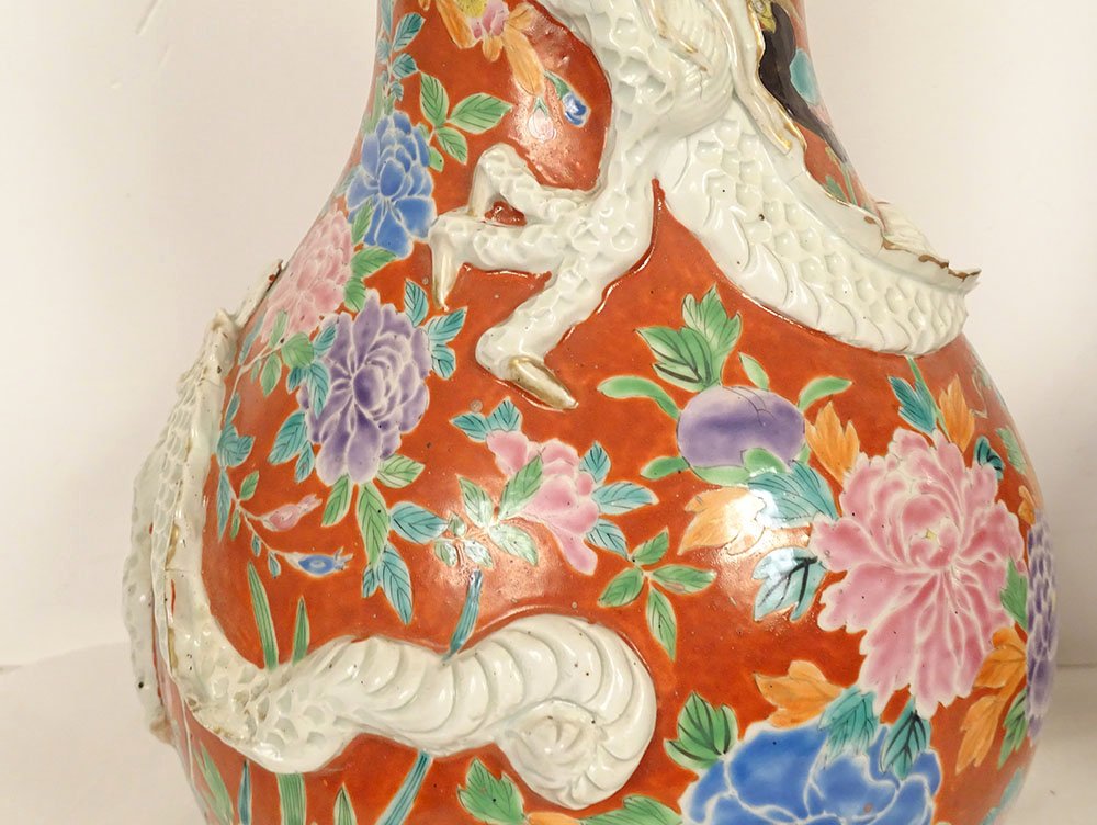 Paire vases porcelaine Arita Japon Hichozan Shinpo Monzaemon dragons XIXème-photo-4