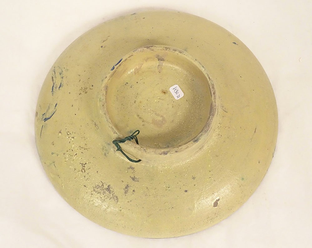 Large Round Polychrome Earthenware Dish With Rosette And Floral Motifs, Morocco, Maghreb, Fez, Late 19th Century-photo-4