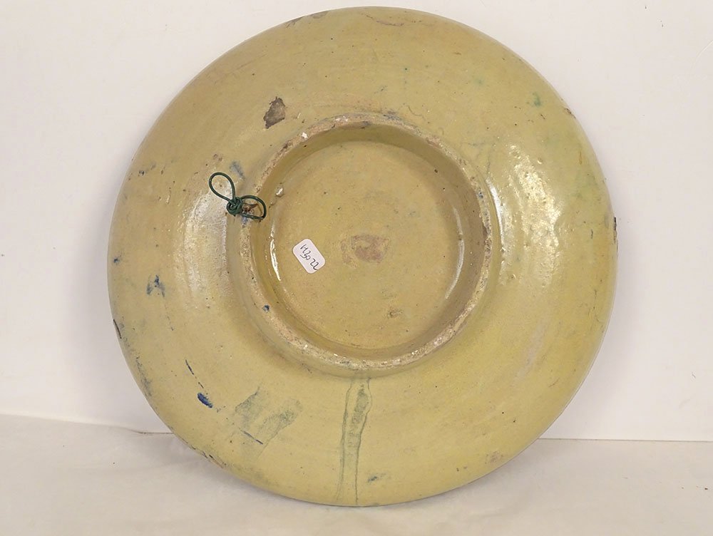 Large Round Polychrome Earthenware Dish With Rosette And Floral Motifs, Morocco, Maghreb, Fez, Late 19th Century-photo-4