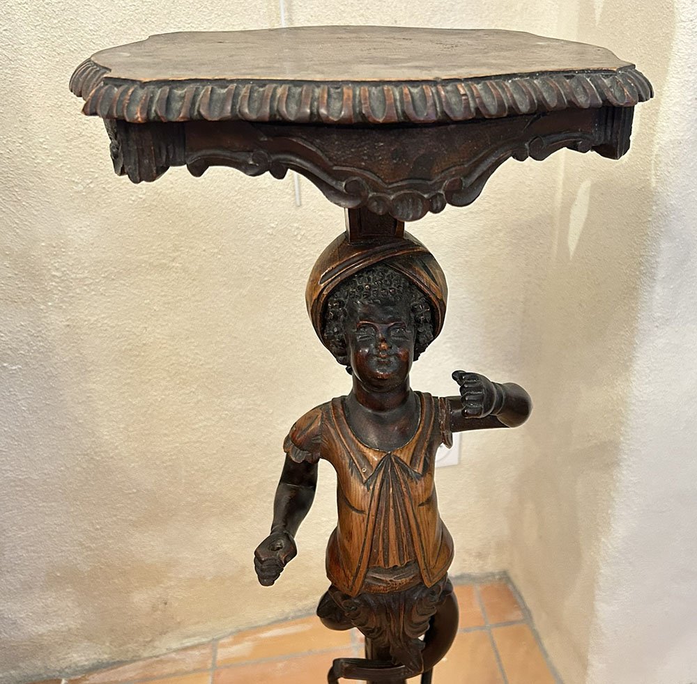 Sellette italienne guéridon porte torchère Blackamoore enfant Venise XIXè-photo-2