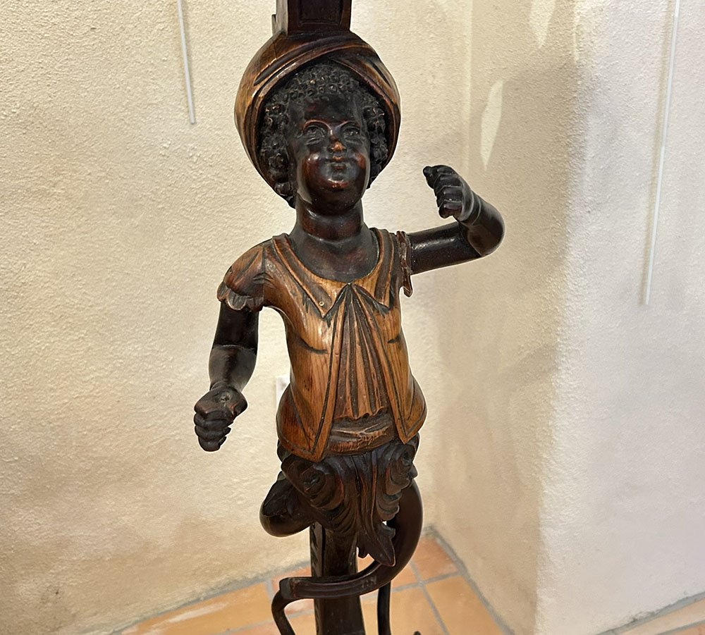 Sellette italienne guéridon porte torchère Blackamoore enfant Venise XIXè-photo-3