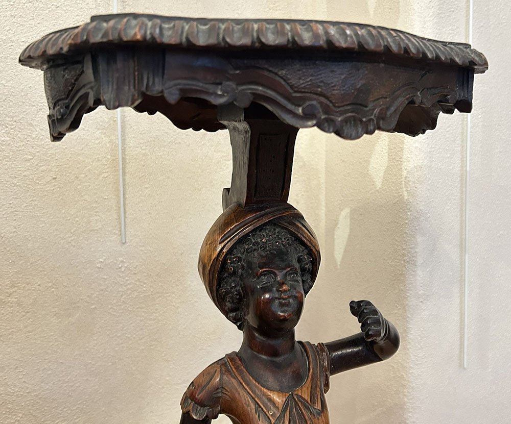 Sellette italienne guéridon porte torchère Blackamoore enfant Venise XIXè-photo-4