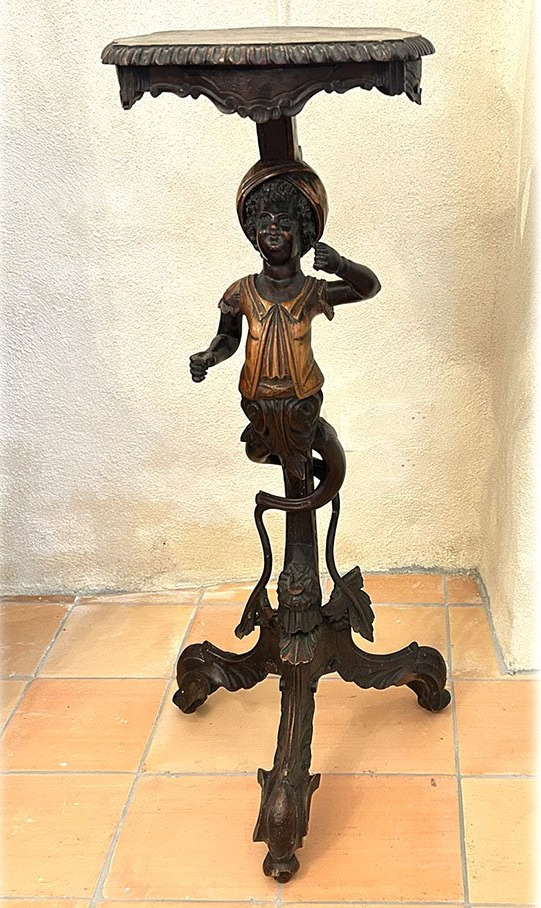 Sellette italienne guéridon porte torchère Blackamoore enfant Venise XIXè