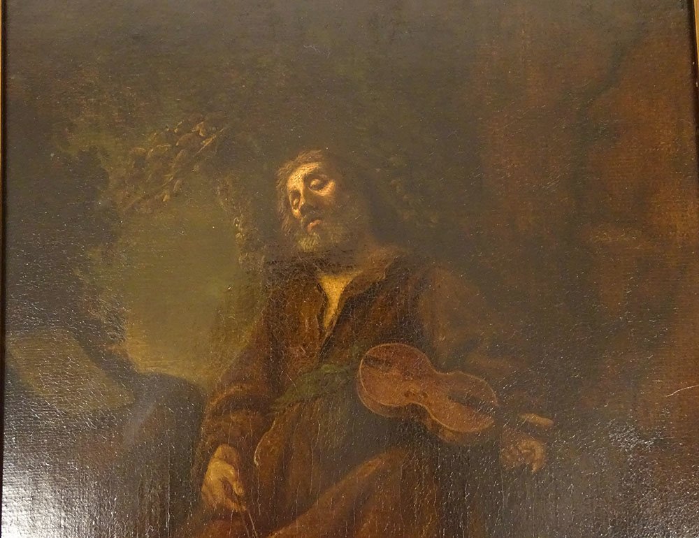 Hst Painting By Jan De Bray, Dutch School, Sleeping Monk And Violinist, 17th Century-photo-2