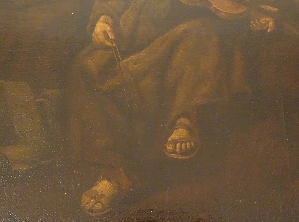Hst Painting By Jan De Bray, Dutch School, Sleeping Monk And Violinist, 17th Century-photo-4