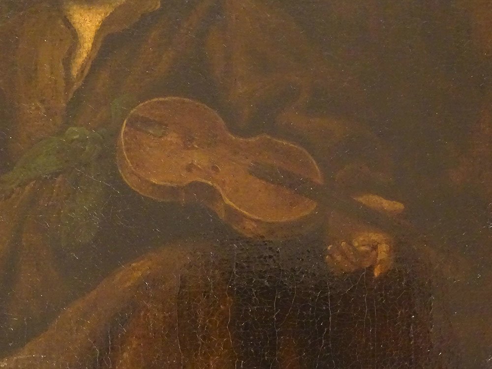 Hst Painting By Jan De Bray, Dutch School, Sleeping Monk And Violinist, 17th Century-photo-2