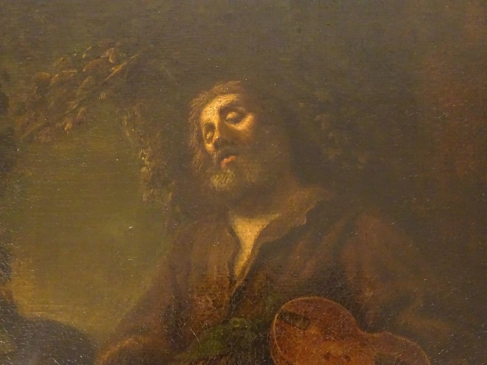 Hst Painting By Jan De Bray, Dutch School, Sleeping Monk And Violinist, 17th Century-photo-3