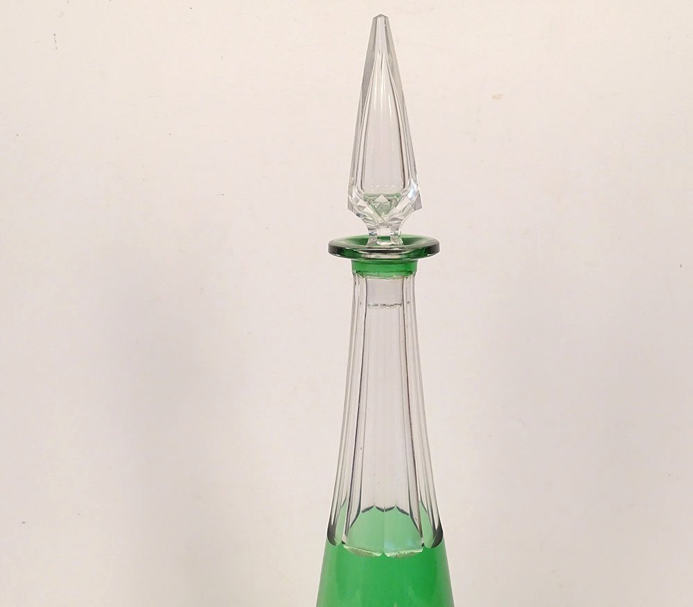 Carafe cristal taillé Saint-Louis couleur verte modèle Massenet XXè siècle-photo-2