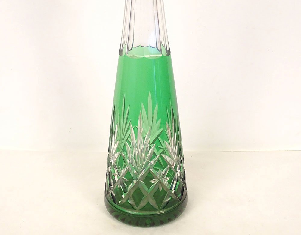 Carafe cristal taillé Saint-Louis couleur verte modèle Massenet XXè siècle-photo-3