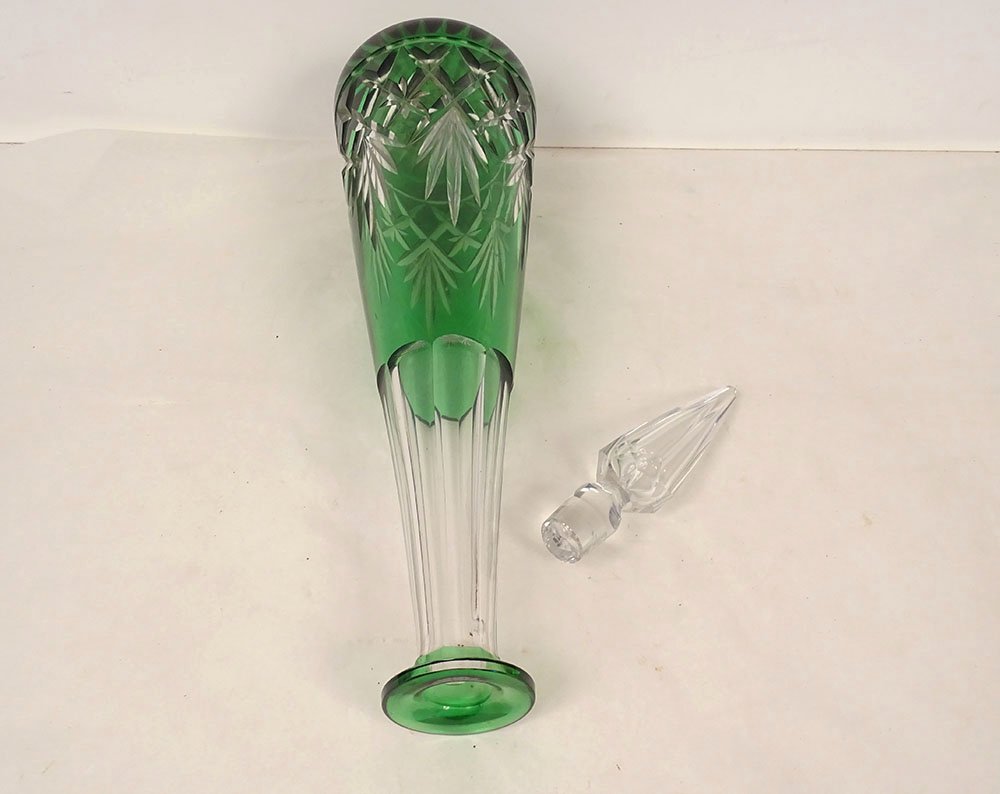 Carafe cristal taillé Saint-Louis couleur verte modèle Massenet XXè siècle-photo-1