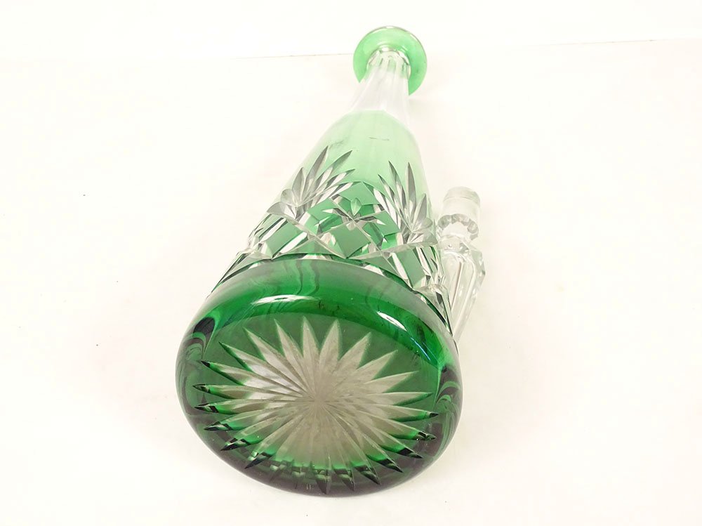 Carafe cristal taillé Saint-Louis couleur verte modèle Massenet XXè siècle-photo-2