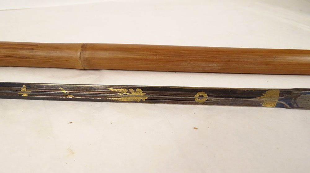 Sword Cane With Damascened Toledo Blade, Horn Pommel, And Wooden Shaft, 19th Century-photo-3