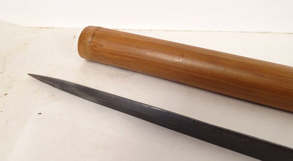 Sword Cane With Damascened Toledo Blade, Horn Pommel, And Wooden Shaft, 19th Century-photo-4