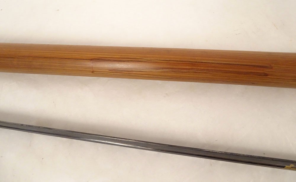 Sword Cane With Damascened Toledo Blade, Horn Pommel, And Wooden Shaft, 19th Century-photo-2