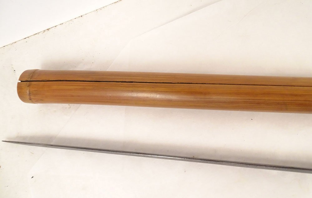 Sword Cane With Damascened Toledo Blade, Horn Pommel, And Wooden Shaft, 19th Century-photo-3
