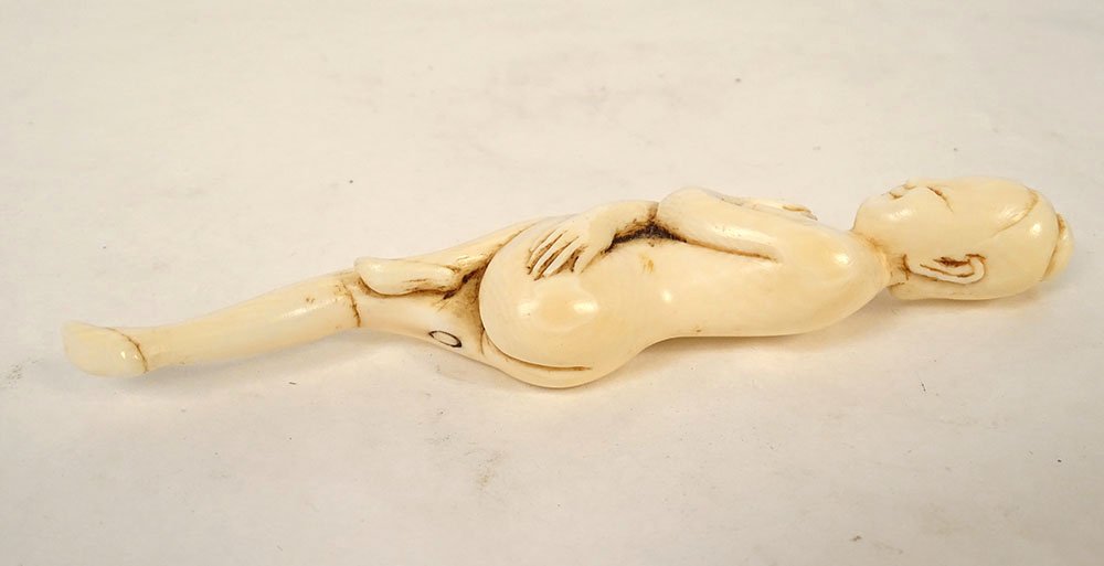 Carved Ivory Statuette Of A Female Doctor, Nude Woman, China, Qing Dynasty, 19th Century-photo-1