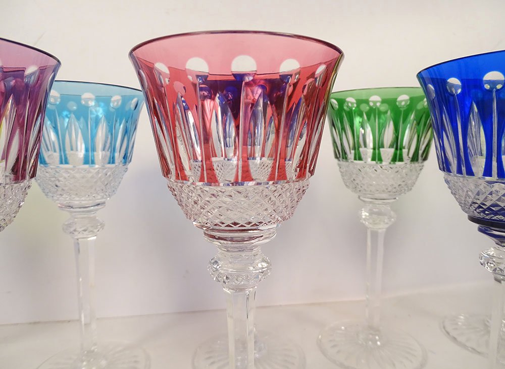 8 verres à vin Rhin Roemers cristal Saint-Louis couleur modèle Tommy XXème-photo-2