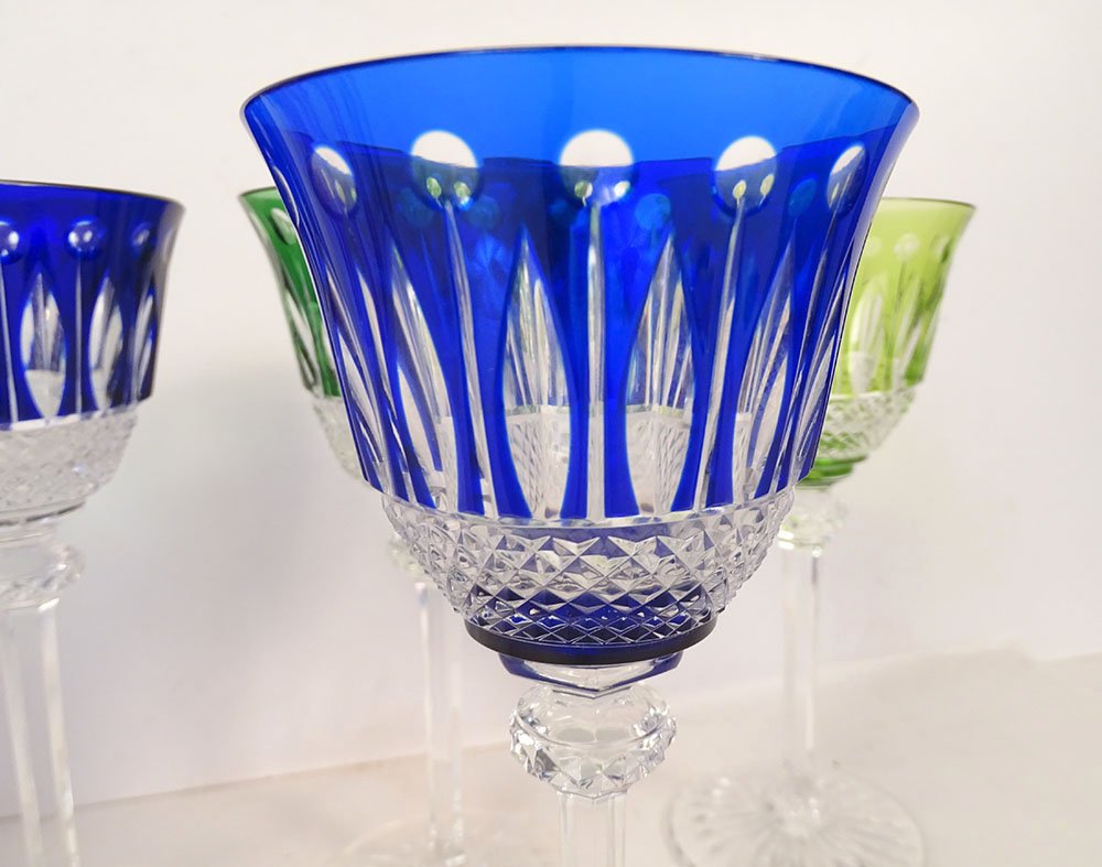 8 verres à vin Rhin Roemers cristal Saint-Louis couleur modèle Tommy XXème-photo-1
