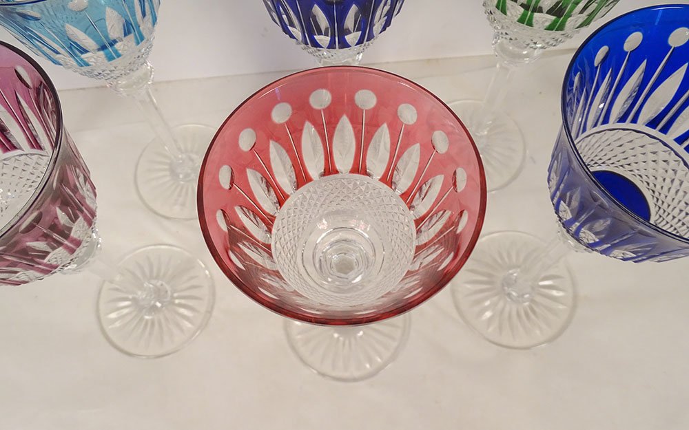8 verres à vin Rhin Roemers cristal Saint-Louis couleur modèle Tommy XXème-photo-4