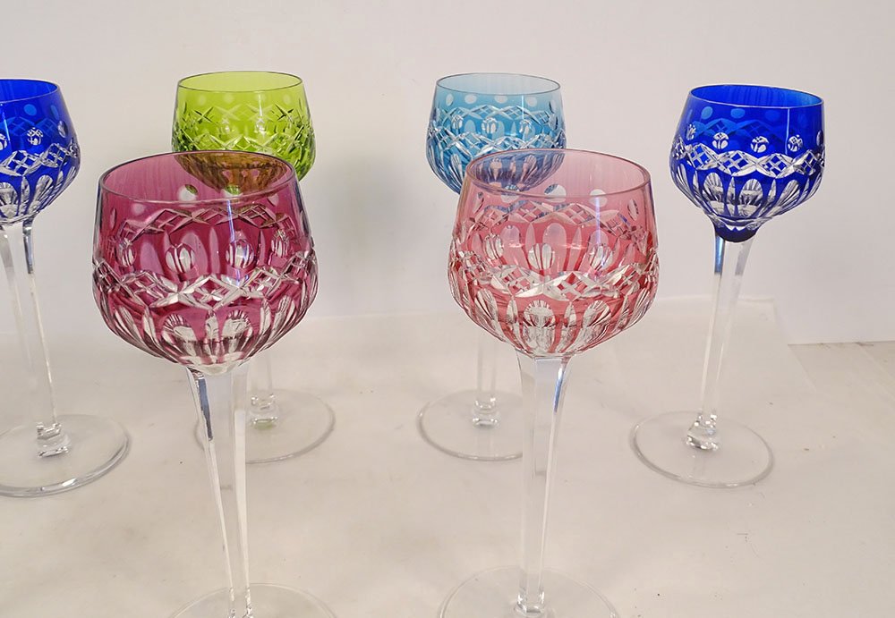 8 Saint-louis Crystal Rhine Roemer Wine Glasses, Traminer Model, 20th Century-photo-3