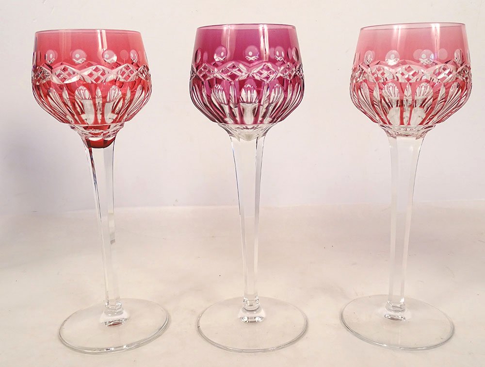 8 Saint-louis Crystal Rhine Roemer Wine Glasses, Traminer Model, 20th Century-photo-4