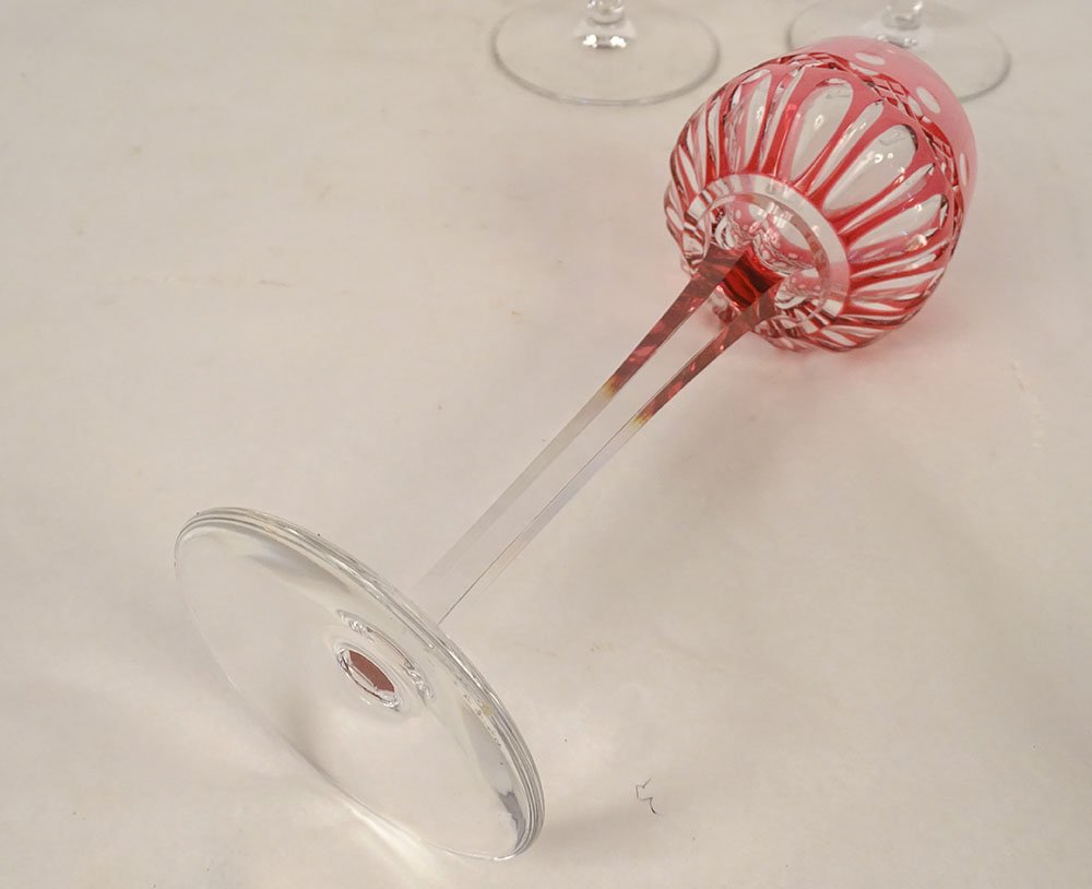 8 Saint-louis Crystal Rhine Roemer Wine Glasses, Traminer Model, 20th Century-photo-2