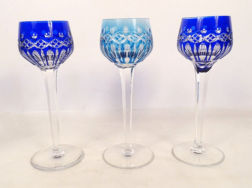 8 Saint-louis Crystal Rhine Roemer Wine Glasses, Traminer Model, 20th Century-photo-4