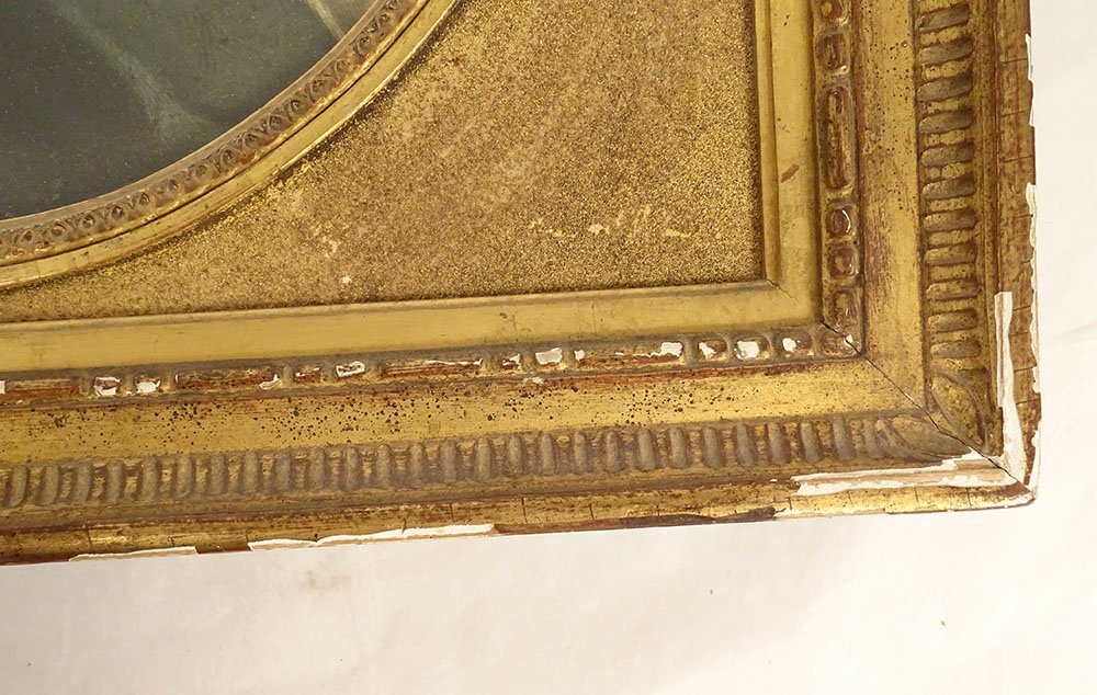 Hst Oval Painting Of The Virgin And Child, Madonna, In A Gilded Frame, Late 18th Century-photo-1